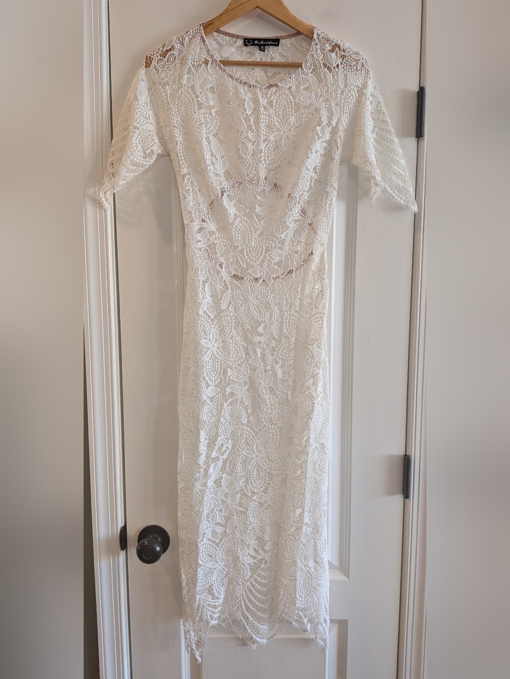 For Love & Lemons Luna White Lace Midi Dress Bridal Wedding Romantic Size S - Picture 3 of 15
